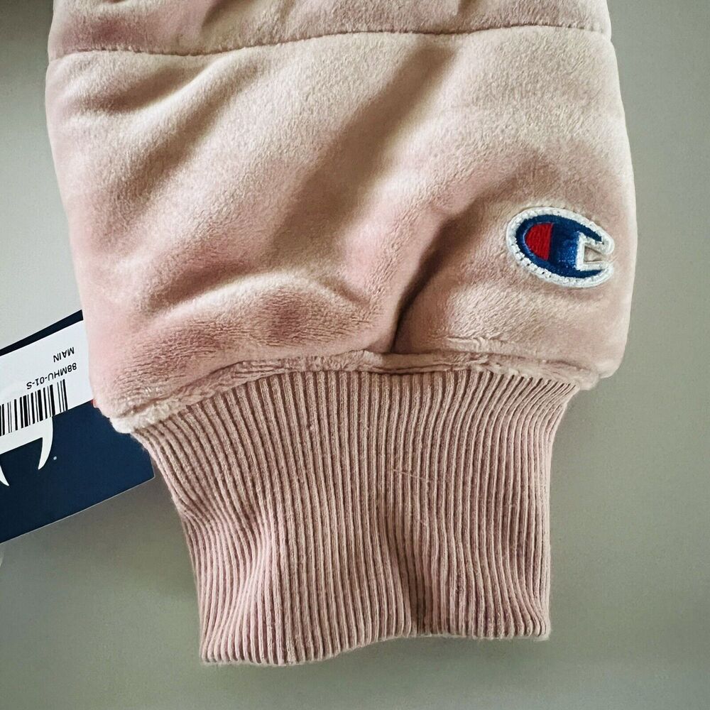 CHAMPION Pink Beige Velour Puffer Jacket - S - Picture 8 of 9